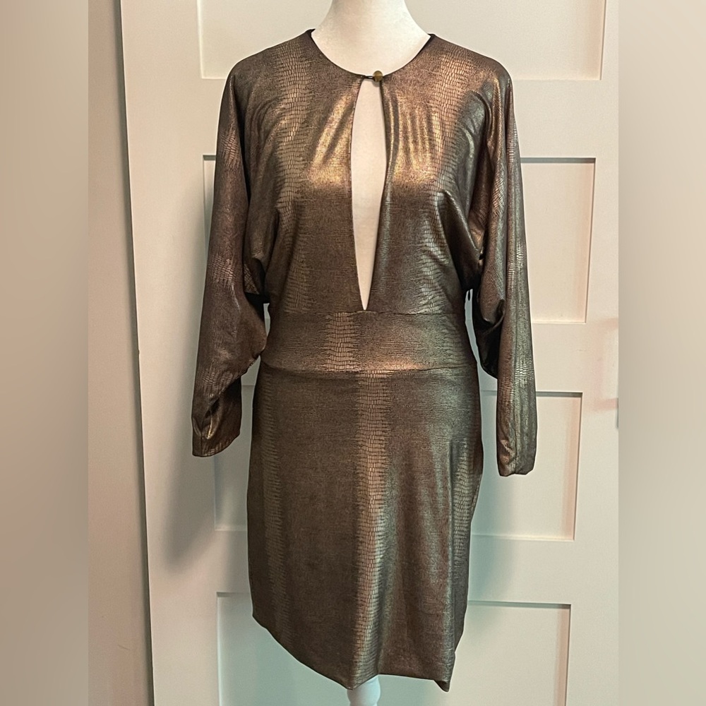 Bebe Gold Metallic Dress Size Medium